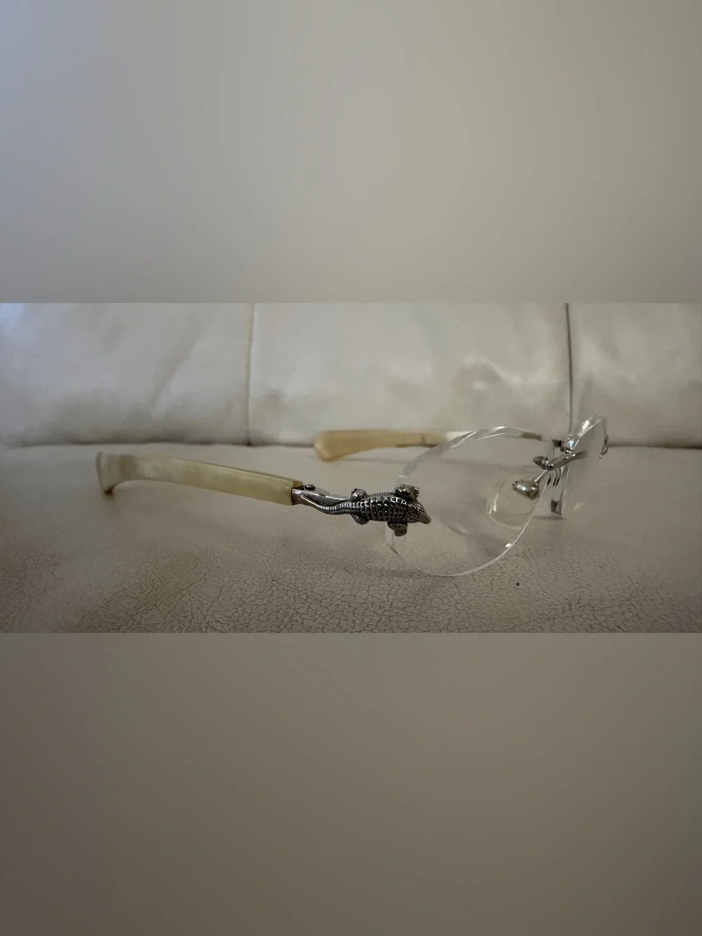 Kieselstein-Cord Thats A Croc Rimless Eyeglasses Silver Buffalo Horn Glasses
